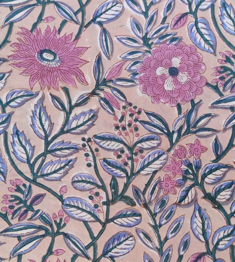 Indian Hand Block Print Fabric, Floral 100% Cotton Quilting Fabric By The Yard, Fabric For Dress Making, Fabric Bags, Napkins Fabric, Gifts