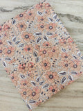Peach Floral Cotton Fabric, Soft Vintage Style Flower Print, Lightweight Breathable Fabric for Sewing, Quilting, Dressmaking, Craft Fabric