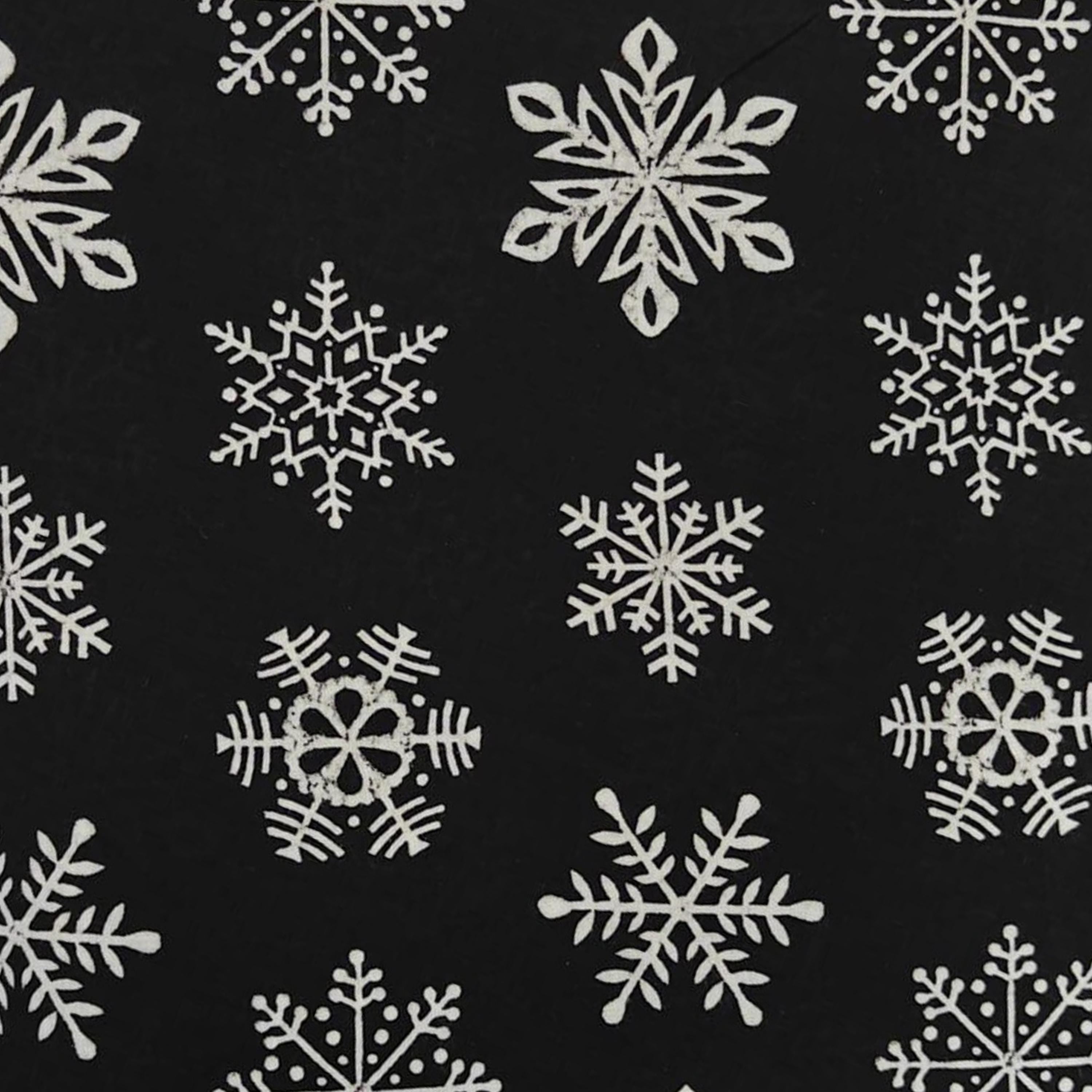 Black Snowflake Cushion Cover Hand Block Print Cotton Pillow Cover Christmas Winter Decor Modern Holiday Throw Pillow Festive Sofa Cushion