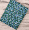 Blue Green Floral Cotton Fabric, Indian Hand Block Print Fabric, Floral 100% Cotton Fabric By The Yard, Loose Running Fabric, Textile Fabric
