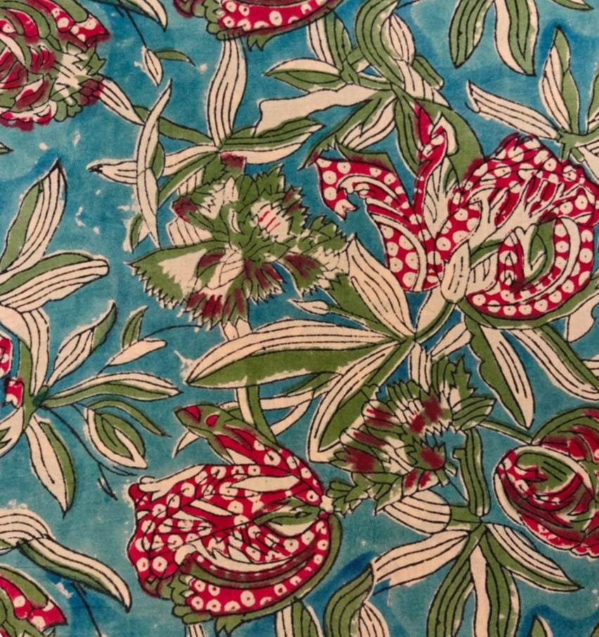 Vintage Flower Cotton Fabric, Retro Design Yellow Paisley Cotton Fabric, Upholstery Fabric, Hand Block Printed Indian Fabric by the Yard
