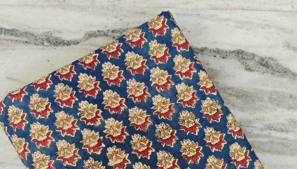 Indian Hand Block Print Fabric, Floral 100% Cotton Quilting Fabric By The Yard, Fabric For Dress Making, Loose Running Fabric, Napkin Fabric