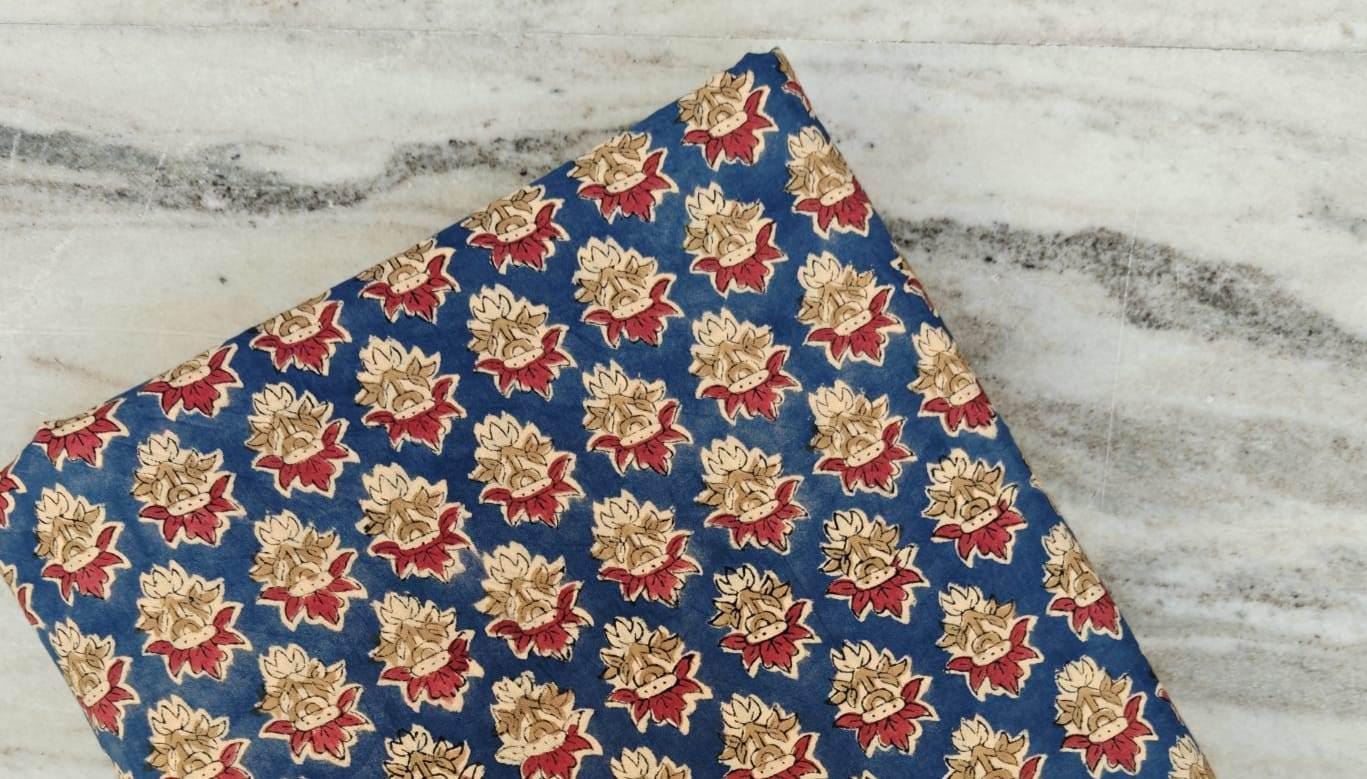Indian Hand Block Print Fabric, Floral 100% Cotton Quilting Fabric By The Yard, Fabric For Dress Making, Loose Running Fabric, Napkin Fabric