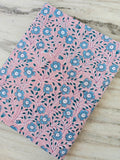 Pink Blue Designer Hand Block Print Fabric, Floral 100% Cotton Quilting Fabric By The Yard, Fabric For Dress Making, Loose Running Fabric