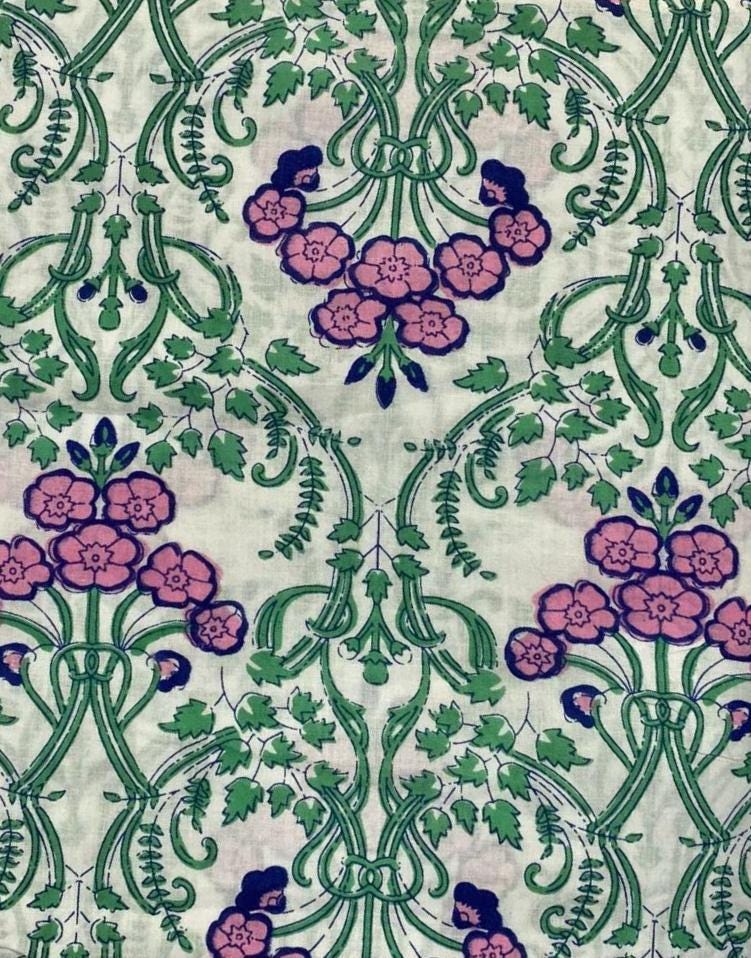 Indian Hand Block Print Fabric, Floral 100% Cotton Quilting Fabric By The Yard, Sewing Fabric Loose Running Fabric, Table Cover Fabric, Gift
