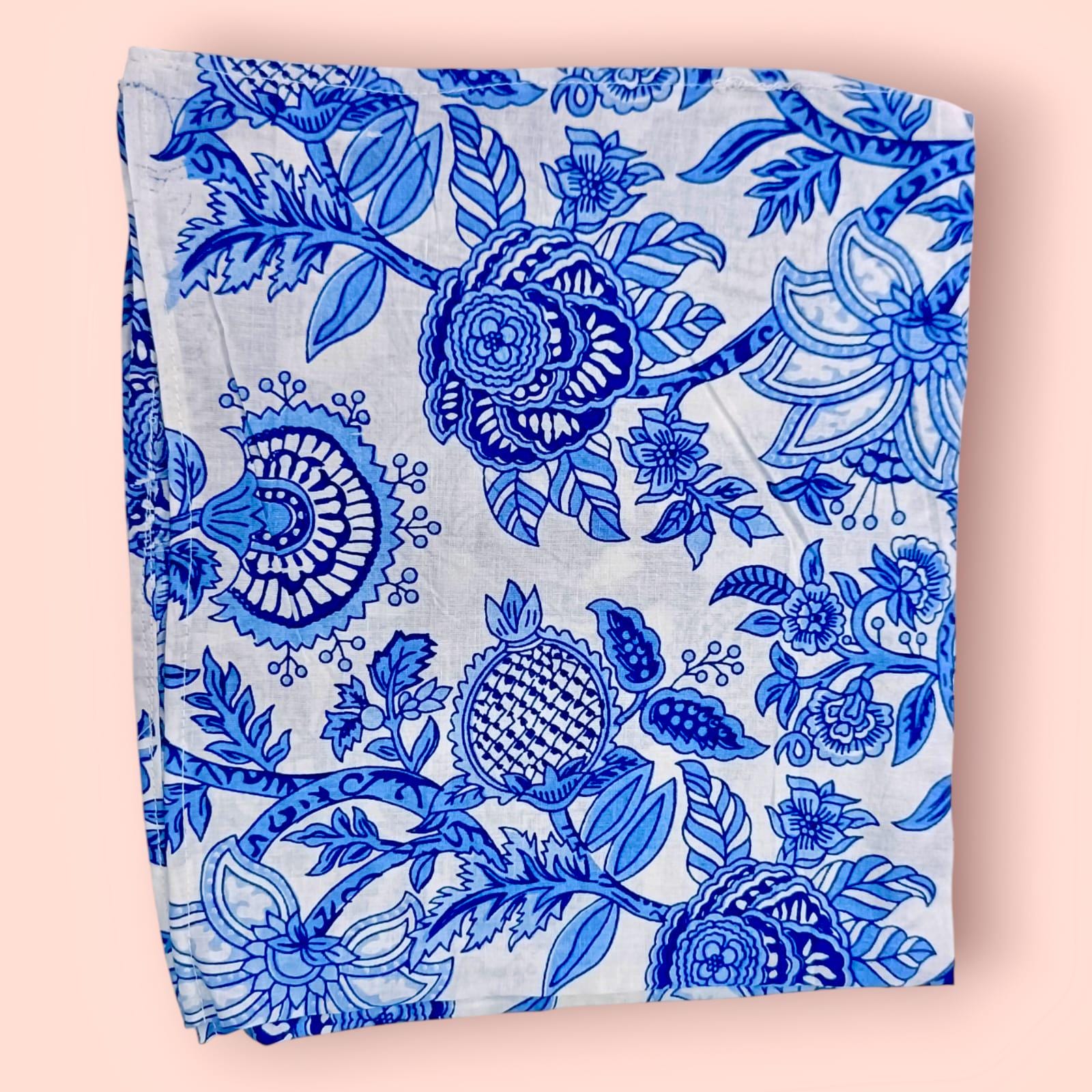 Blue Floral Cotton Napkins | Hand Block Print Dinner Napkin Set | Indian Cloth Napkins Table Decor | Eco-Friendly Reusable Fabric Napkins