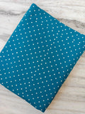 Teal Polka Dot Cotton Fabric, White Dots Print Fabric, Quilting Fabric, Craft Fabric by the Yard, Dressmaking Modern Polka Dot Textile