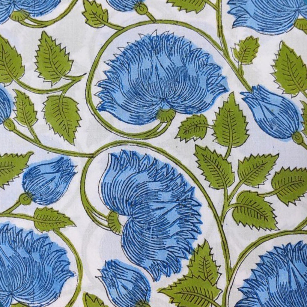Blue Floral Cotton Cushion Cover, Hand Block Print Pillow Case, Decorative Throw Pillow Cover, Boho Sofa Decor, Christmas Pillowcases