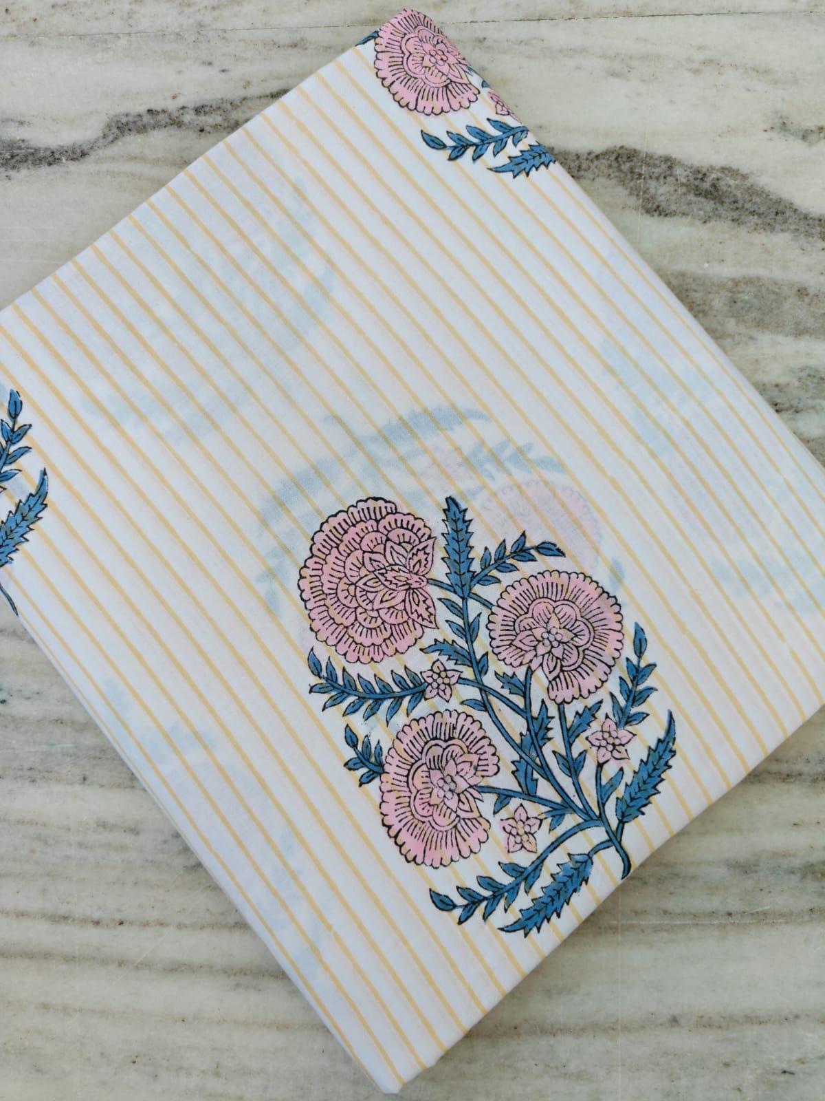 Soft Cotton, Indian Hand Block Print Fabric, Floral 100% Cotton Fabric By The Yard, Fabric for Loose Running, Dress Making, Textile Fabric