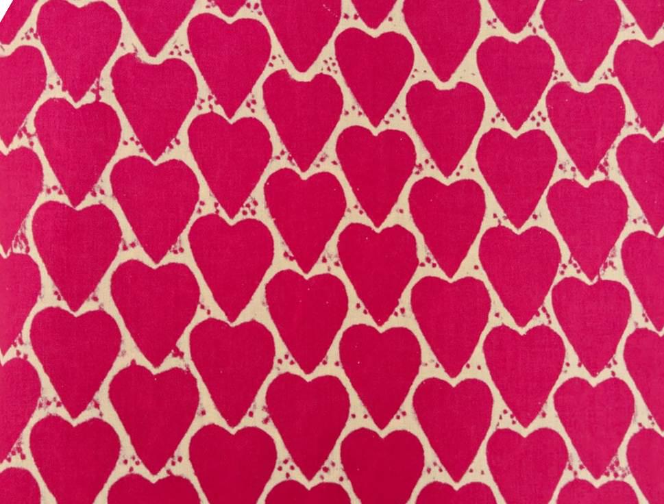 Red Heart Print Cotton Fabric, Valentine’s Day Indian Hand Block Print Fabric, Cute Block Print Fabric by the Yard, Loose Running Fabric