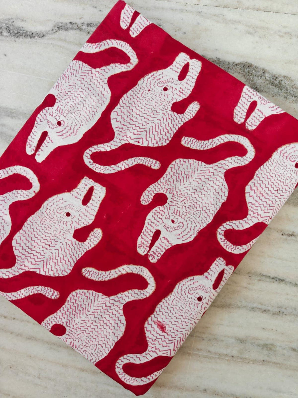 Red Elephant Hand Block Print Cotton Fabric, Indian Animal Print Textile, Quilting, Quilting & Craft Fabric, Safari Theme Fabric, Napkins
