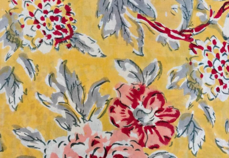 Yellow Floral Cotton Fabric, Vintage Style Rose Cotton Fabric, Flower Print Cotton Fabric, Quilting Sewing Craft Fabric, Dressmaking Fabric