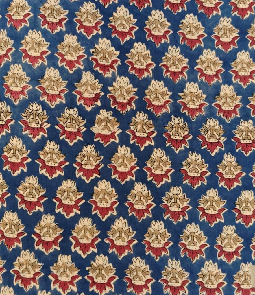 Indian Hand Block Print Fabric, Floral 100% Cotton Quilting Fabric By The Yard, Fabric For Dress Making, Loose Running Fabric, Napkin Fabric