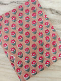 Pink Floral Cotton Fabric, Indian Block Print Fabric, Small Flower Cotton Fabric, Hand Block Printed Fabric by the Yard Fabric, Napkins