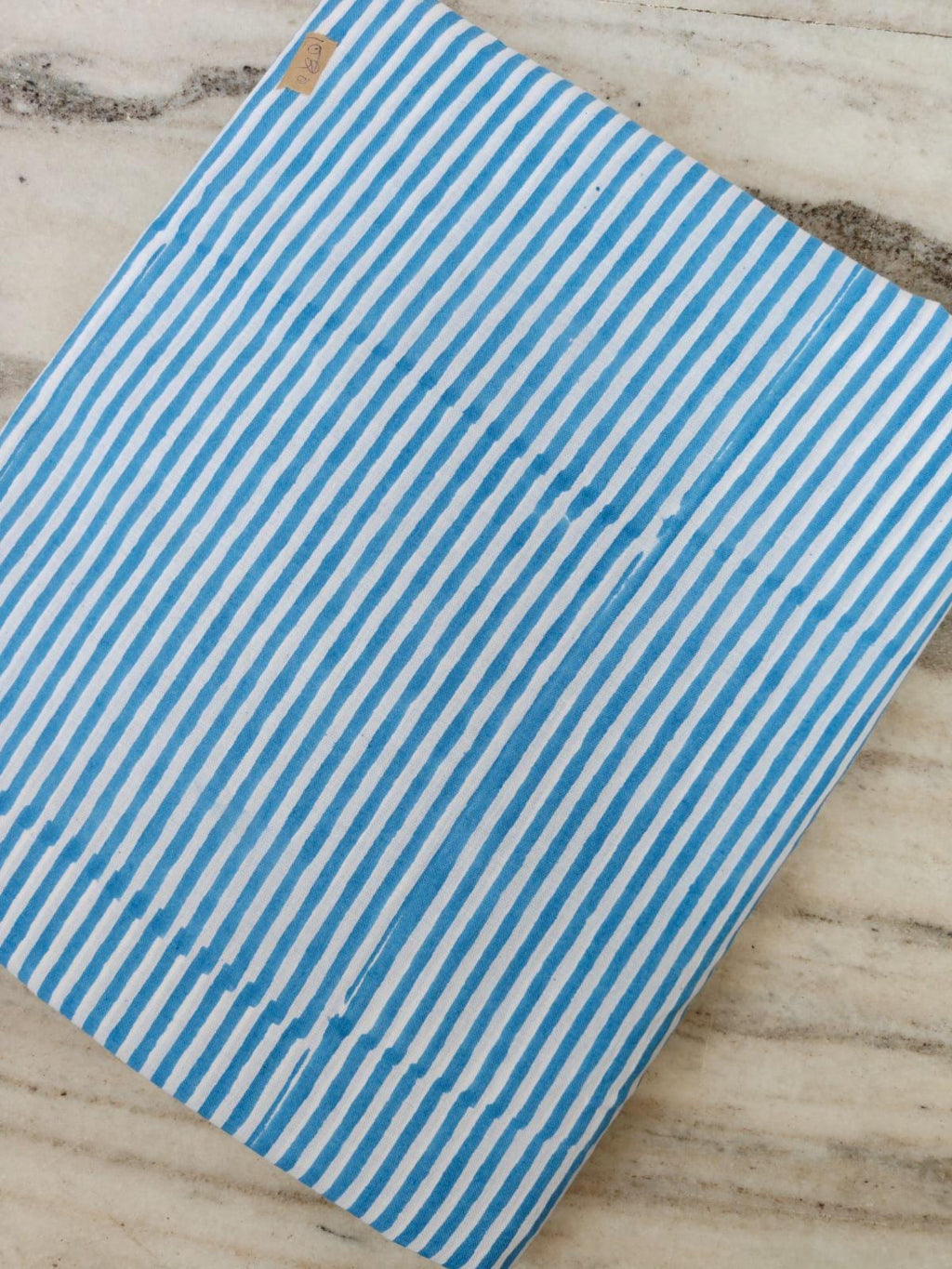 Blue and White Striped Cotton Fabric, Hand Block Print Textile, Soft Lightweight Cotton, Craft Fabric, Dressmaking Material, By the Yard
