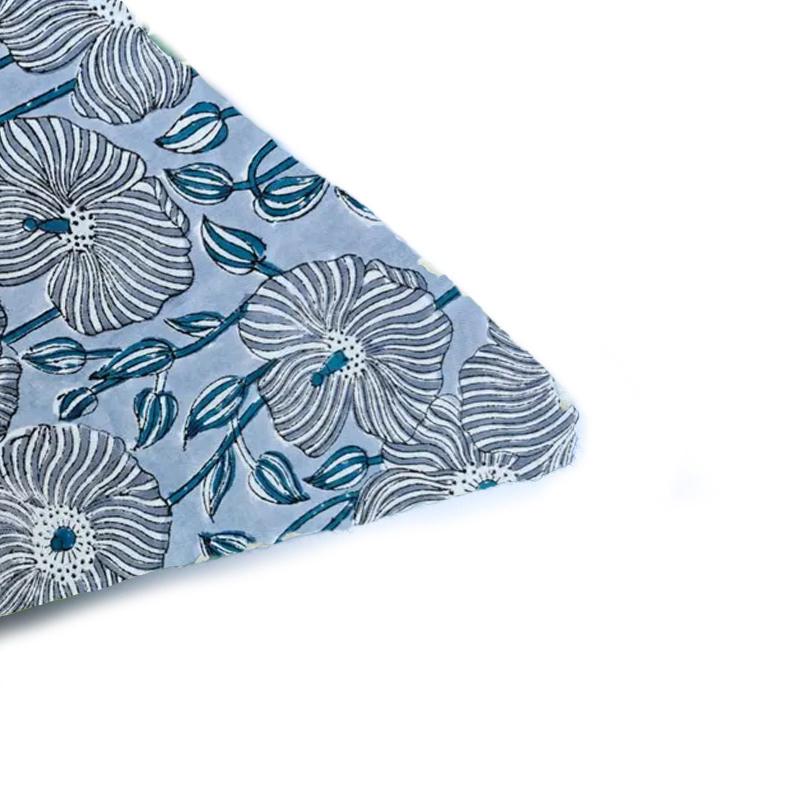 Blue Floral Cotton Cushion Cover, Hand Block Print Pillow Case, Decorative Throw Pillow Cover, Boho Sofa Cushion, Indian Cotton Home Decor