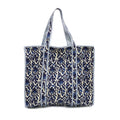 Indigo Block Print Tote Bag, Blue Floral Quilted Tote, Boho Cotton Shopper Bag, Reusable Market Bag, Large Everyday Tote, Gift for Her