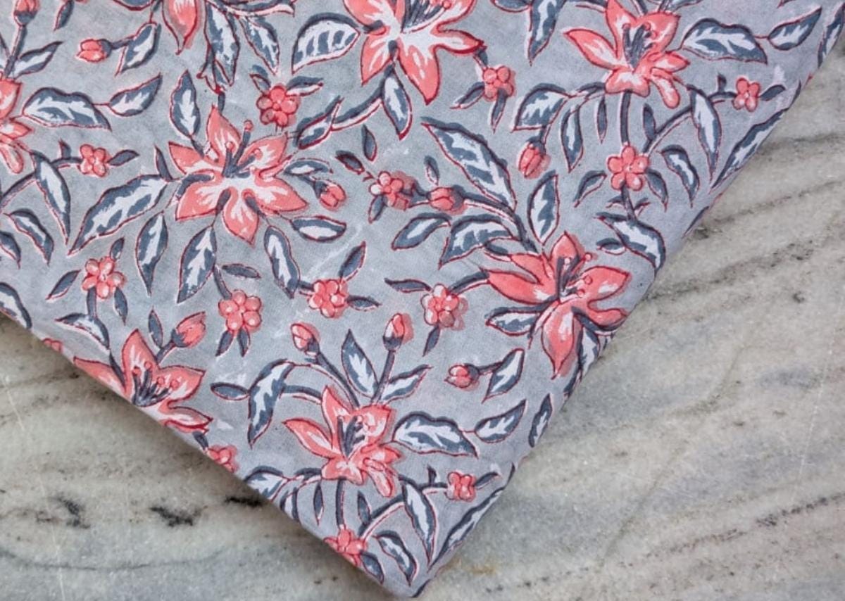 Desinger Hand Block Printed Fabric, 100% Cotton Material Fabric By The Yard, Dress Fabric, Apparel Fabric, Face Mask Material, Cloth Fabric