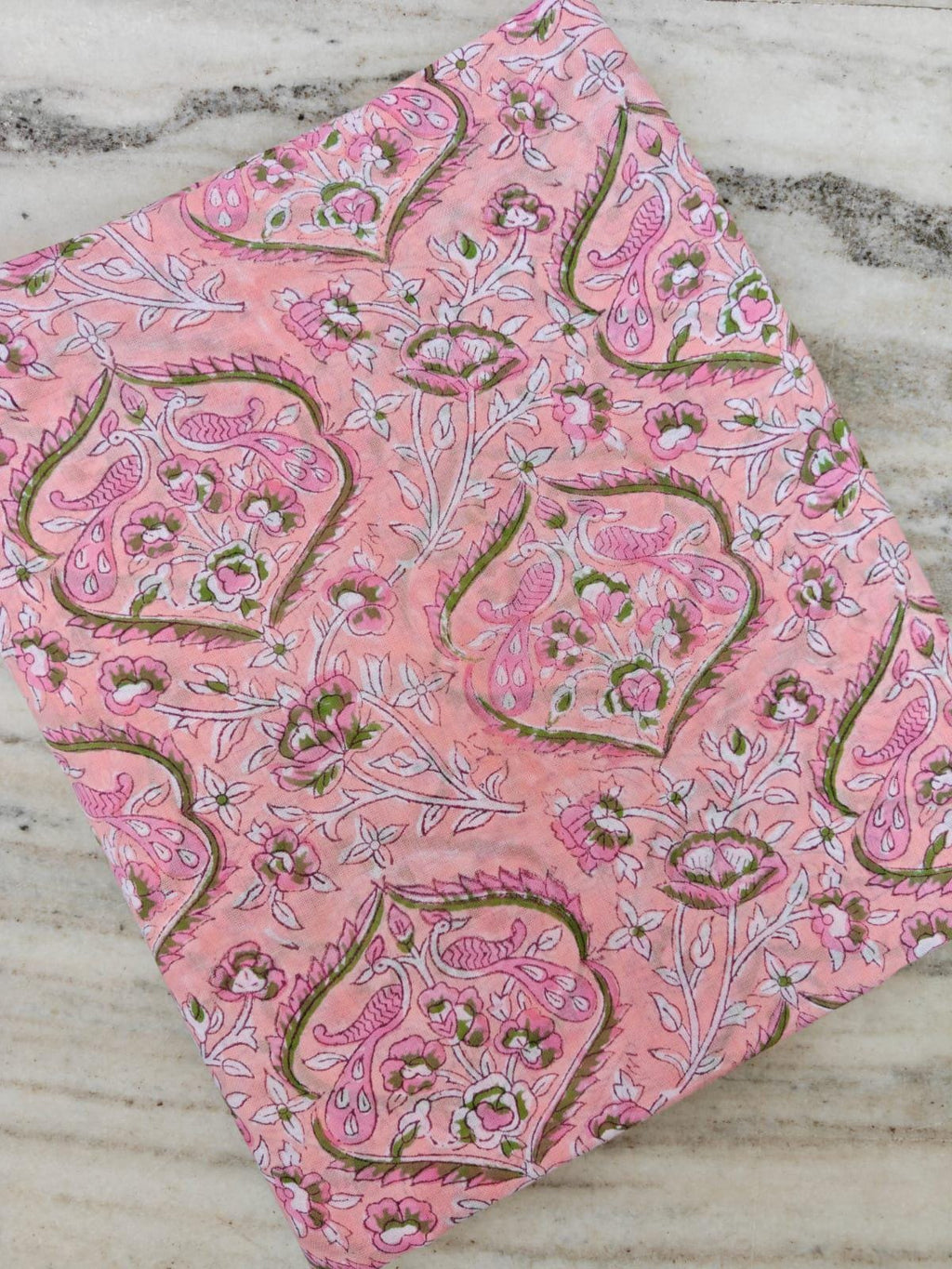 Pink Paisley Cotton Fabric, Hand Block Print Fabric, Indian Floral Textile, Soft Lightweight Cotton for Dressmaking, Quilting & Craft Fabric