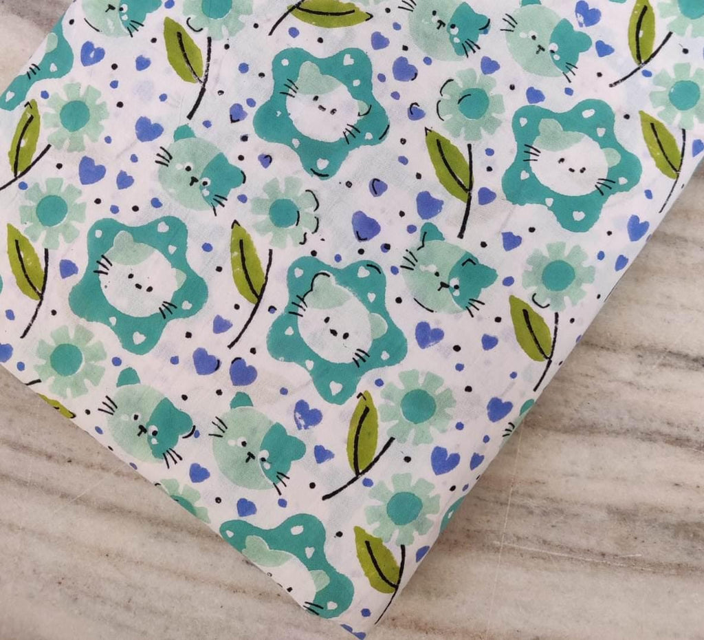 Indian Hand Block Print Fabric, Floral 100% Cotton Quilting Fabric By The Yard, Fabric For Dress Making, Loose Running Fabric, Napkin Fabric