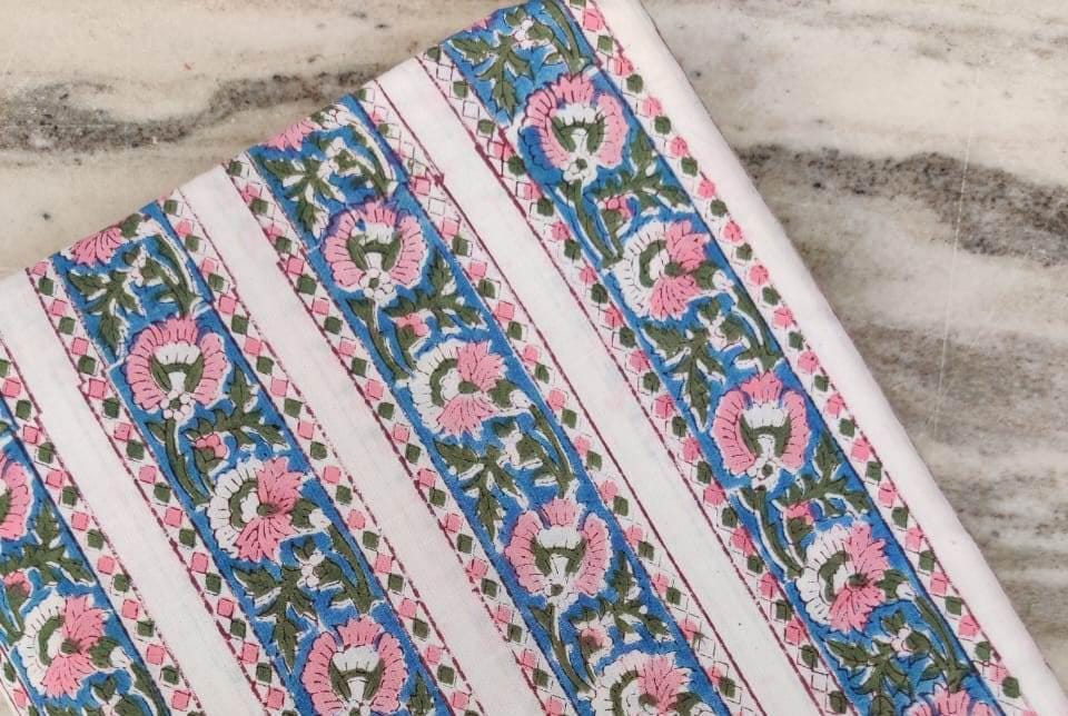 Multi Color Block Print Fabric, Floral 100% Cotton Quilting Fabric By The Yard, Fabric For Dress Making, Fabric Pillow, Personlized Dress