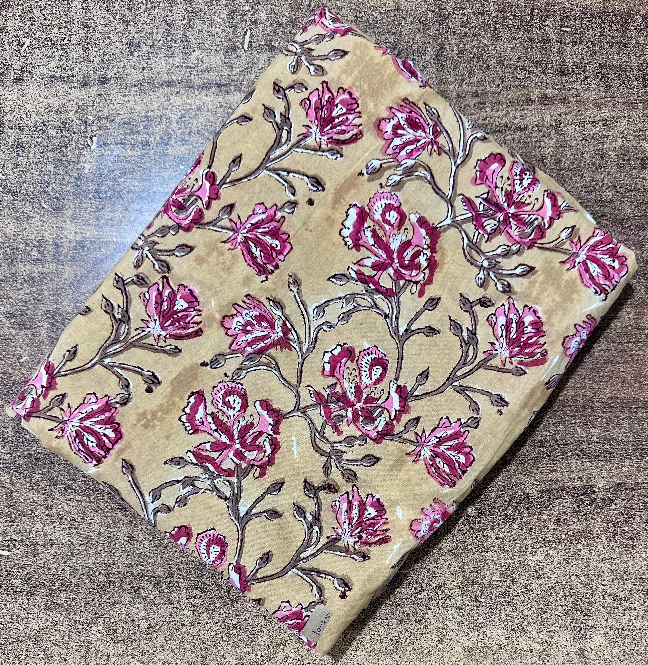 Vintage Style Print Cotton Fabric, Multi Color Hand Block Print Fabric, Indian Cotton Textile, Sewing Quilting, Loose Running Fabric