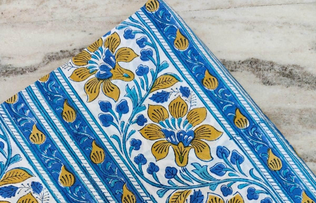 Indian Hand Block Print Fabric, Floral 100% Cotton Quilting Fabric By The Yard, Fabric For Dress Making, Loose Running Fabric, Napkin Fabric