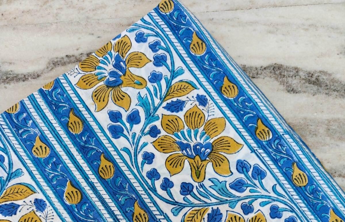 Indian Hand Block Print Fabric, Floral 100% Cotton Quilting Fabric By The Yard, Fabric For Dress Making, Loose Running Fabric, Napkin Fabric