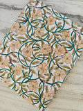 Floral Cotton Fabric, Peach Floral Block Print Fabric, Indian Hand Printed Fabric by the Yard, Cotton Fabric, Table Cover Fabric, Napkins