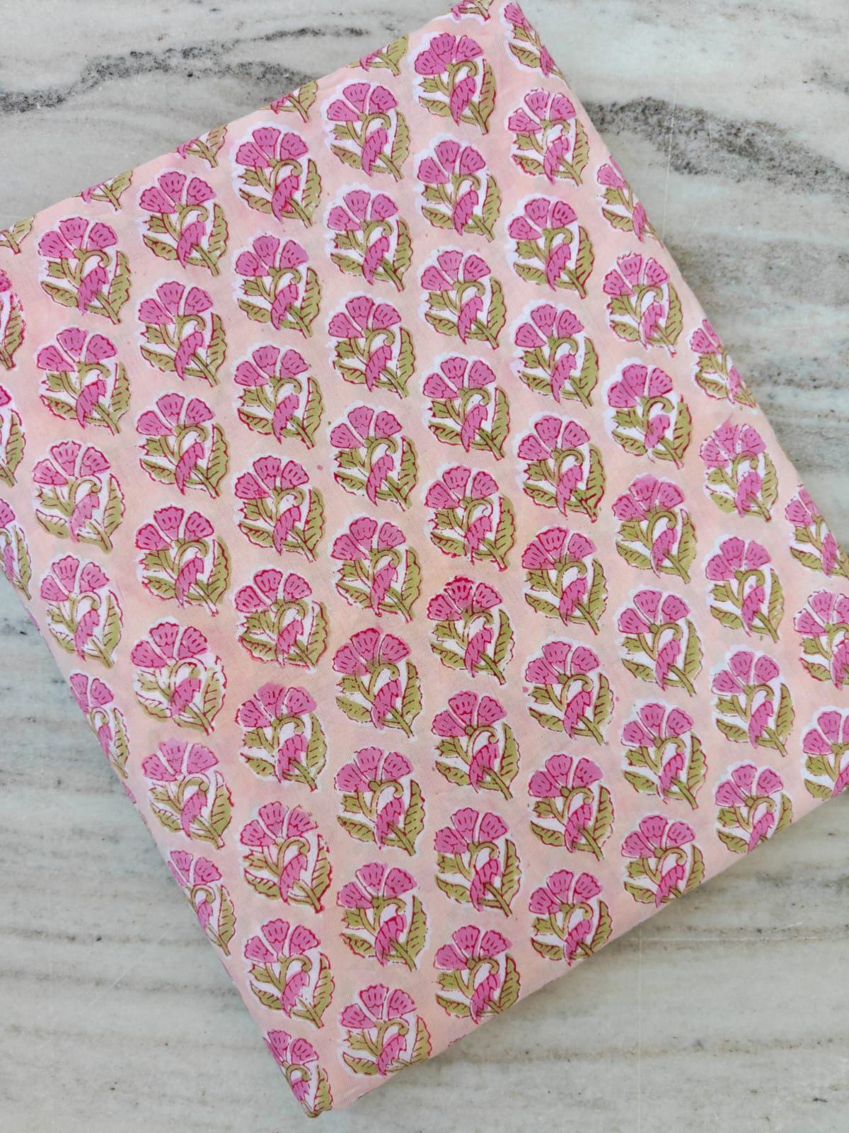Indian Hand Block Print Fabric, Floral 100% Cotton Quilting Fabric By The Yard, Fabric For Dress Making, Loose Running Fabric, Napkin Fabric