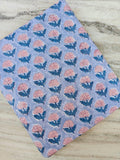 Blue Floral Cotton Fabric, Hand Block Print Fabric, Small Floral Print Fabric, Quilting Fabric, Dressmaking Fabric, Craft Sewing Fabric