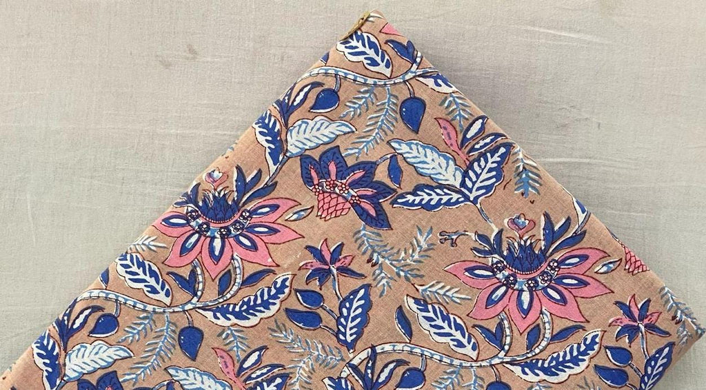 Indian Hand Block Print Fabric, Floral 100% Cotton Quilting Fabric By The Yard, Fabric For Dress Making, Loose Running Fabric, Napkin Fabric