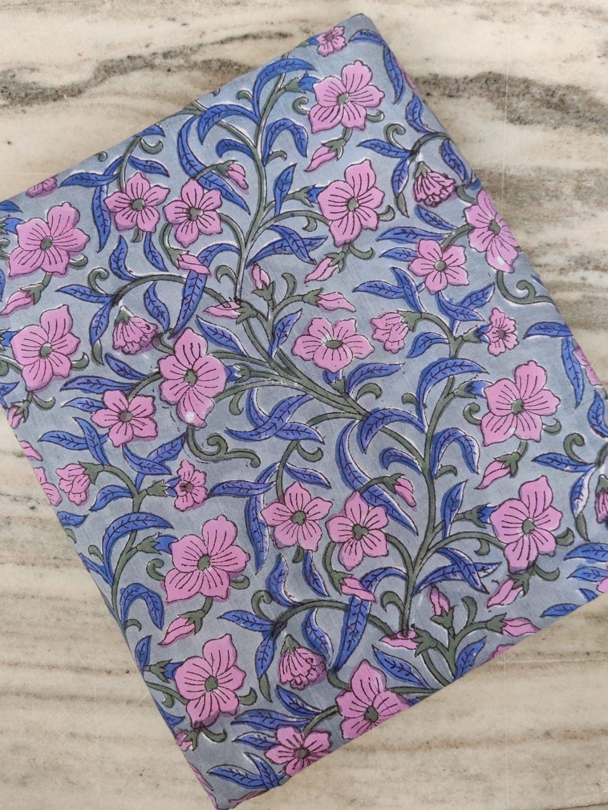 Soft Cotton, Indian Hand Block Print Fabric, Floral 100% Cotton Fabric By The Yard, Fabric for Loose Running, Dressmaking Fabric