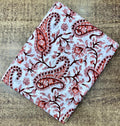 Hand Block Print Cotton Fabric, Red Pink Paisley Floral Fabric, Soft Indian Cotton Material by Yard, Boho Dress Craft Quilting Sewing Fabric