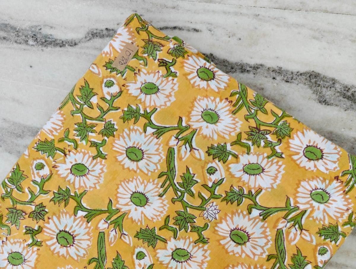 Yellow Cotton Fabric, Indian Soft Cotton by the Yard, Textile Fabric, Napkins, Table Cover Fabric, Dressmaking Fabric, Christmas Decor