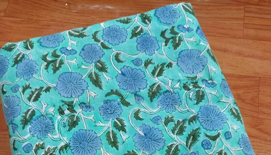 Indian Hand Block Print Fabric, Floral 100% Cotton Quilting Fabric By The Yard, Fabric For Dress Making, Loose Running Fabric, Napkin Fabric