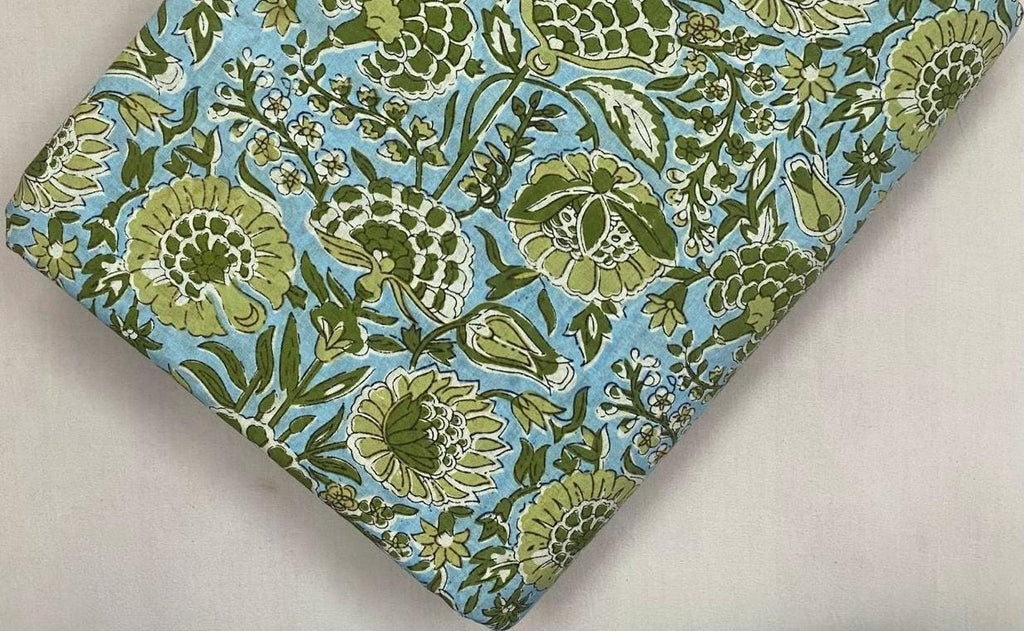 Indian Hand Block Print Fabric, Floral 100% Cotton Quilting Fabric By The Yard, Fabric For Dress Making, Loose Running Fabric, Napkin Fabric