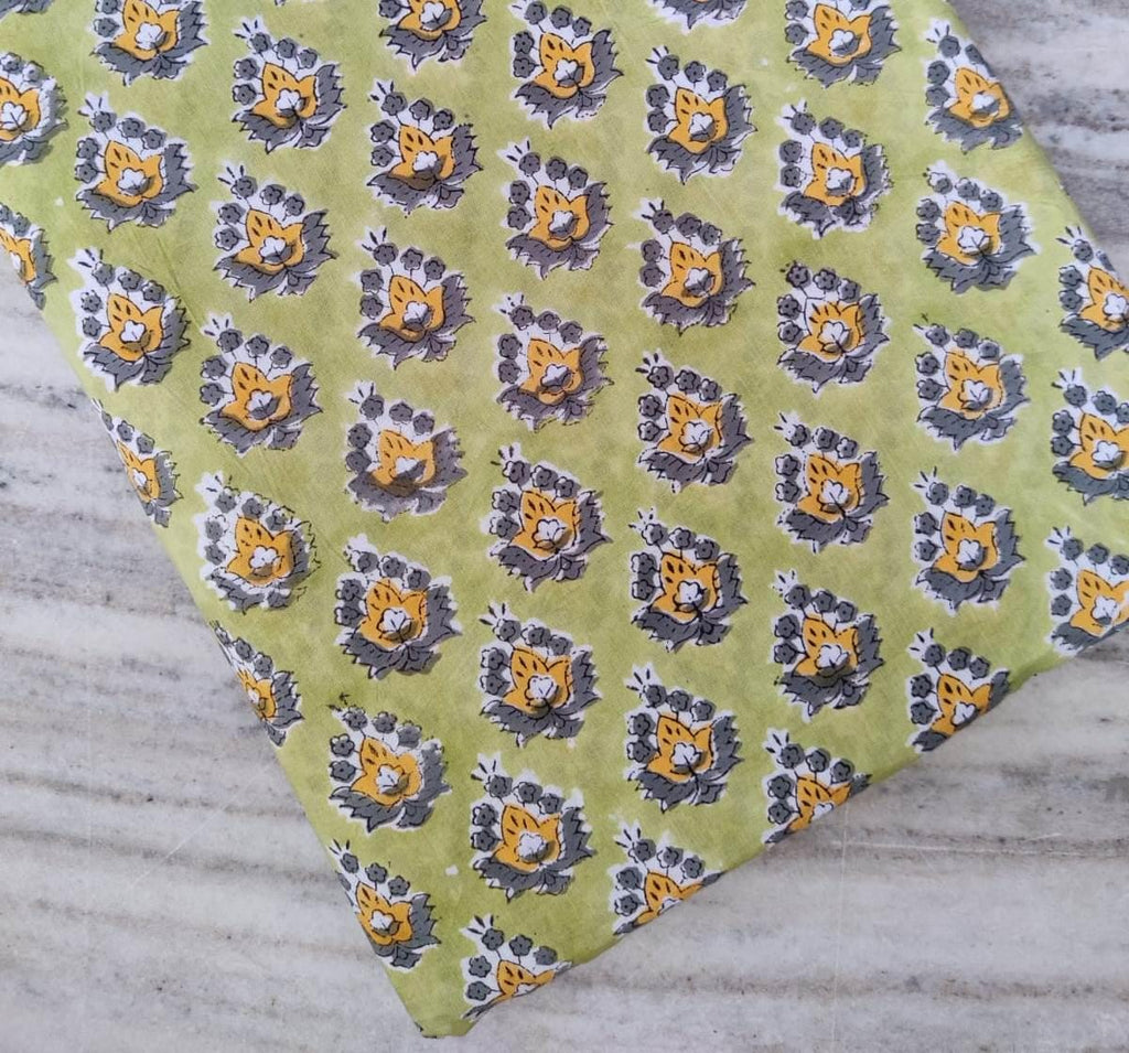 Indian Hand Block Print Fabric, Floral 100% Cotton Quilting Fabric By The Yard, Handmade Fabric, Loose Running Fabric, Textile Fabric, Gifts