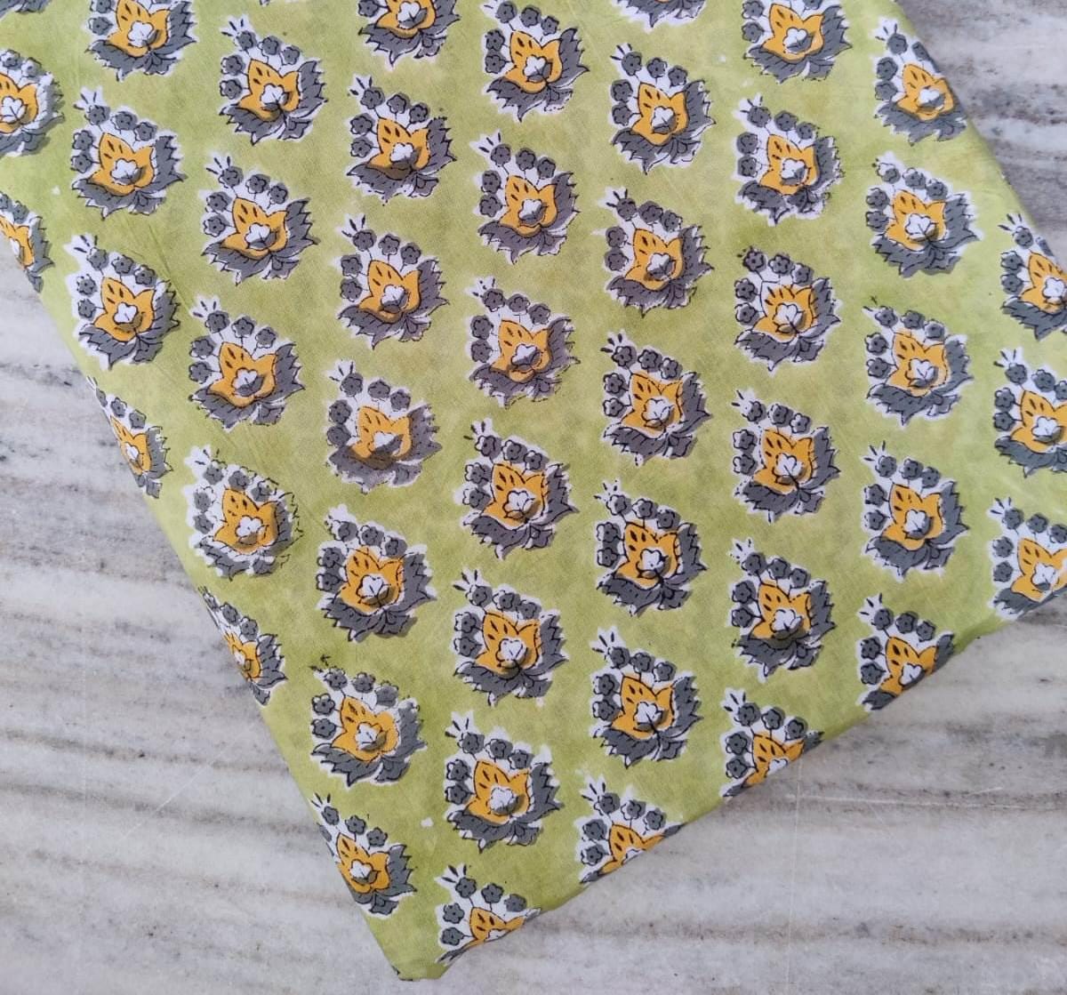 Indian Hand Block Print Fabric, Floral 100% Cotton Quilting Fabric By The Yard, Handmade Fabric, Loose Running Fabric, Textile Fabric, Gifts