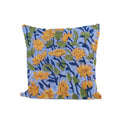Yellow Floral Cotton Cushion Cover, Blue Hand Block Print Pillow Cover, Decorative Throw Pillow, Handmade Sofa Cushion, Square Pillow Cover