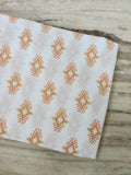 Peach Green Block Print Cotton Fabric, Geometric Floral Indian Cotton, Soft Lightweight Fabric for Sewing, Dressmaking Fabric By The Yard