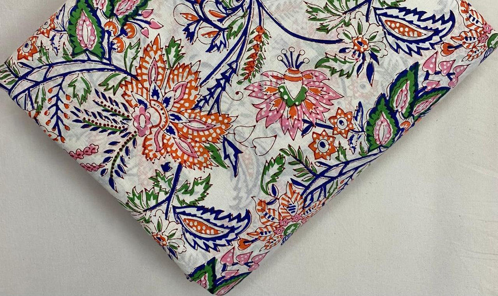 Beautiful Designer Hand Block Print Fabric, 100% Cotton Quilting Fabric By The Yard, Fabric For Dress Making Fabric, Loose Running Fabric