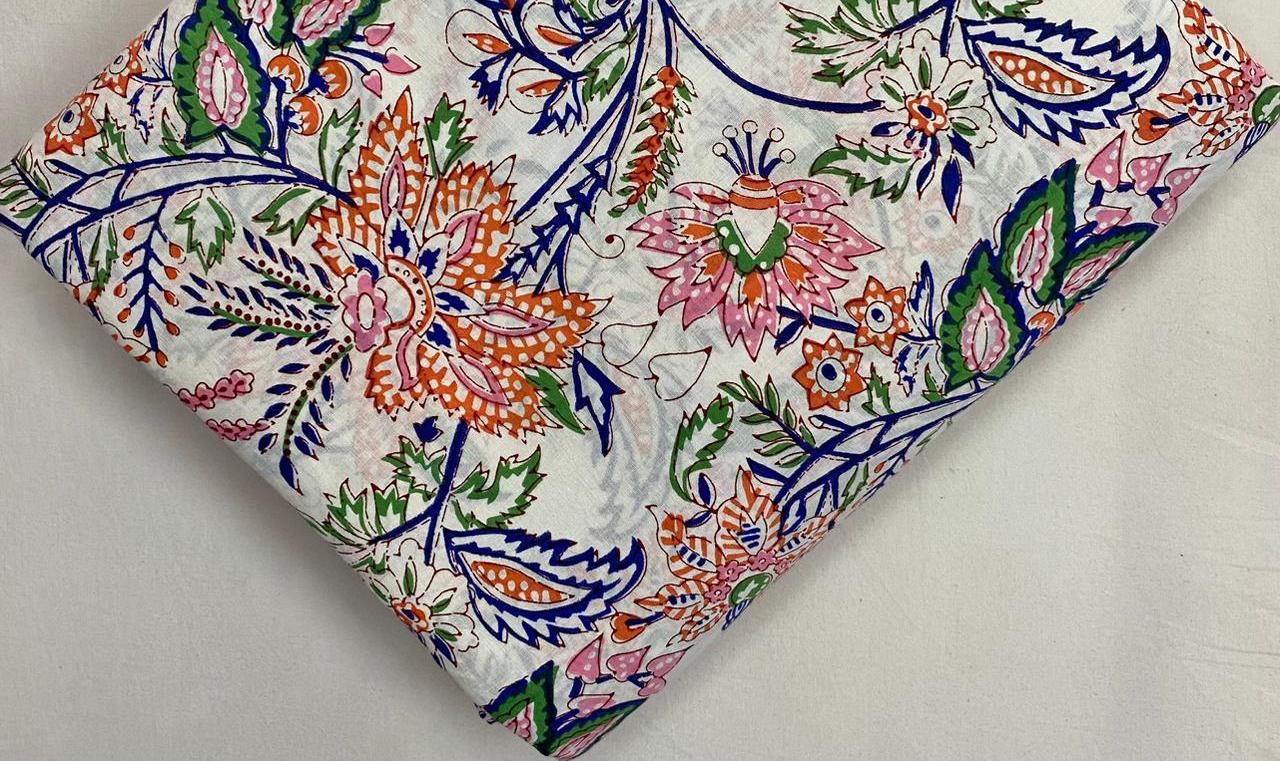Beautiful Designer Hand Block Print Fabric, 100% Cotton Quilting Fabric By The Yard, Fabric For Dress Making Fabric, Loose Running Fabric