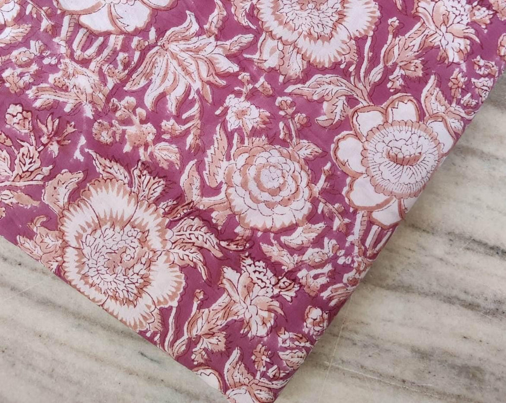 Indian Hand Block Print Fabric, Floral 100% Cotton Quilting Fabric By The Yard, Fabric For Dress Making, Loose Running Fabric, Napkin Fabric