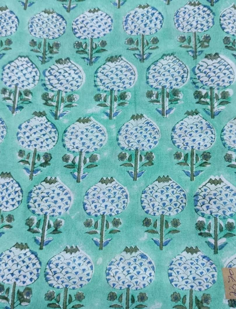 Indian Hand Block Print Fabric, Floral 100% Cotton Quilting Fabric By The Yard, Fabric For Dress Making, Loose Running Fabric, Napkin Fabric