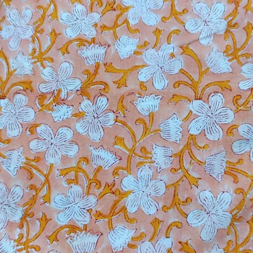 Peach White Floral Pillow Cover, 16x16 Handmade Throw Pillow, Boho Cotton Cushion Hand Block Printed Cotton Cushion Cover, Christmas Pillow