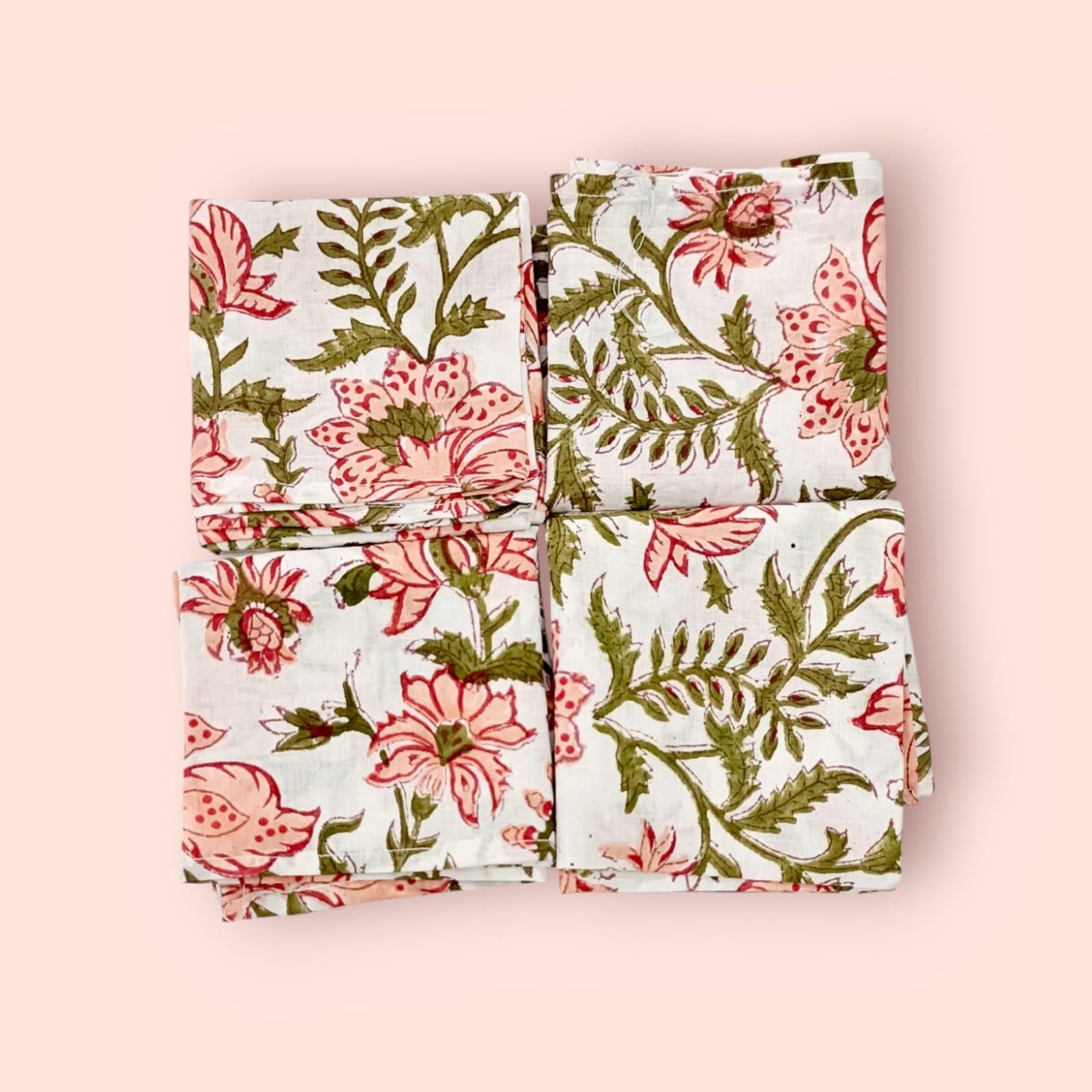cotton dinner napkin, cloth napkins, hand printed napkins. personalized gifts, wedding napkins, flower printed napkin, cocktail napkins