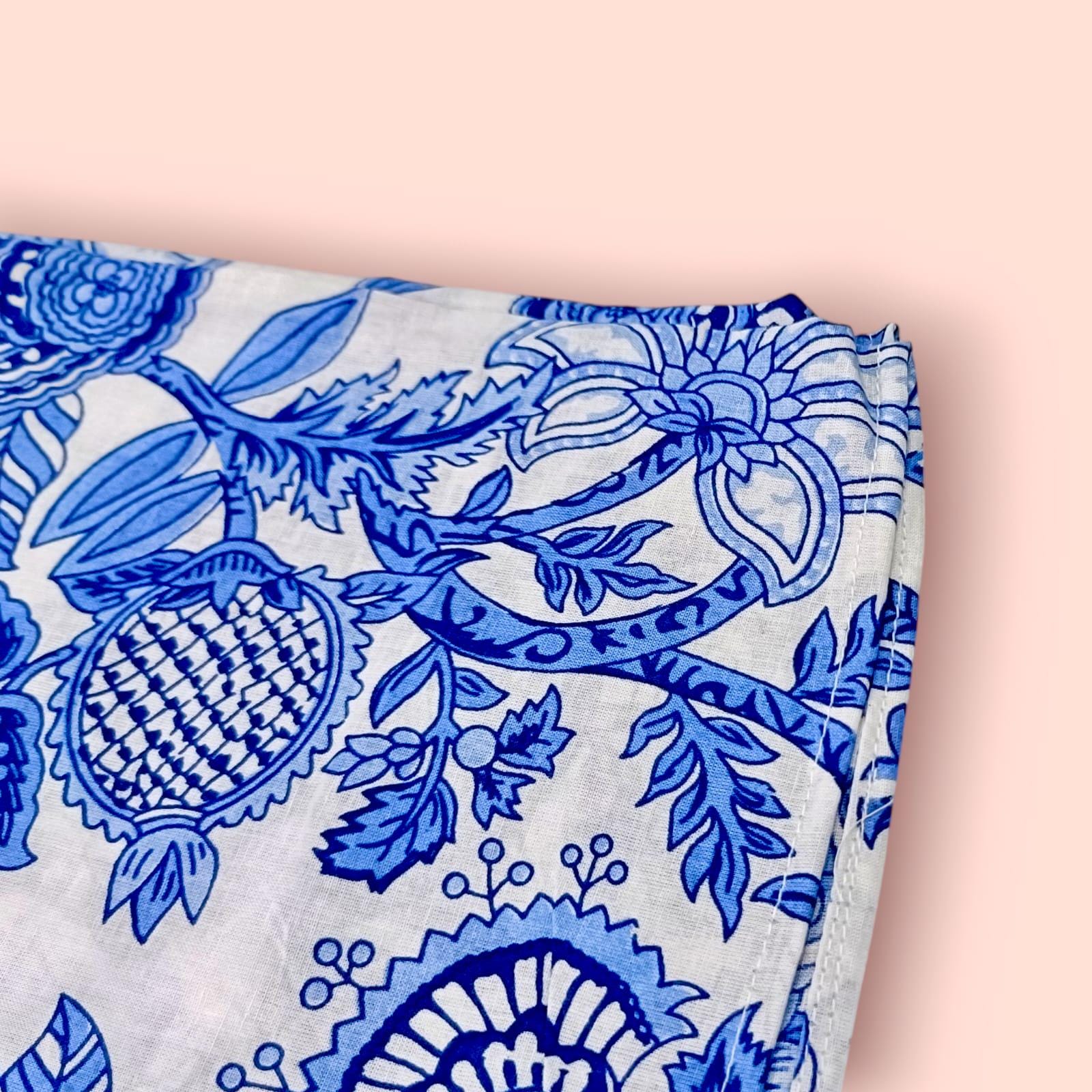 Blue Floral Cotton Napkins | Hand Block Print Dinner Napkin Set | Indian Cloth Napkins Table Decor | Eco-Friendly Reusable Fabric Napkins