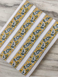 White Cotton Fabric with Yellow Green Paisley Stripes, Indian Hand Block Print Fabric by the Yard, Soft Cotton Fabric, Dressmaking & Crafts