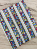 Striped Floral Block Print Cotton Fabric, Blue White Indian Hand Block Print Fabric, Boho Stripe Cotton Cloth, Quilting Sewing Fabric Yard